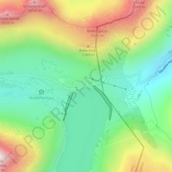 Topografische Karte Bielerhöhe, Höhe, Relief