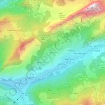Topografische Karte Le Mont, Höhe, Relief