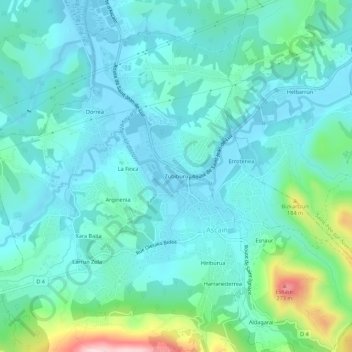Topografische Karte Zubiburu, Höhe, Relief