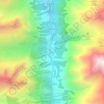 Topografische Karte Plangeross, Höhe, Relief