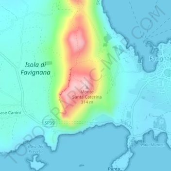 Topografische Karte Castello Santa Caterina, Höhe, Relief