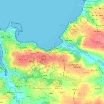 Topografische Karte Quatre Vents, Höhe, Relief