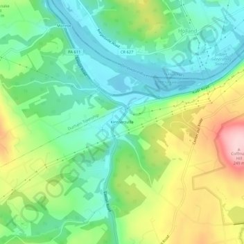 Topografische Karte Kintnersville, Höhe, Relief