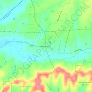 Topografische Karte Beanblossom, Höhe, Relief