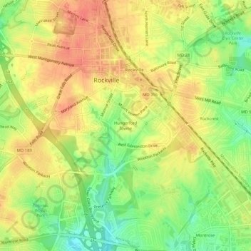 Topografische Karte Hungerford Towne, Höhe, Relief