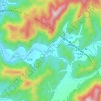 Topografische Karte 大溪村, Höhe, Relief