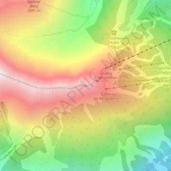 Topografische Karte Grubigstein, Höhe, Relief
