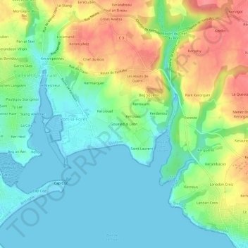 Topografische Karte Goueled al Lenn, Höhe, Relief