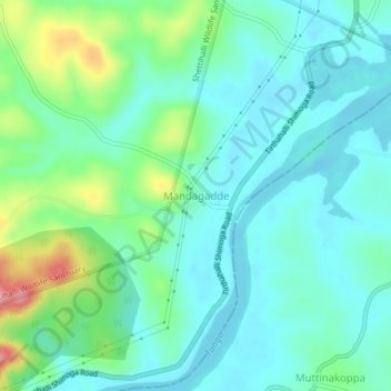 Topografische Karte Mandagadde, Höhe, Relief