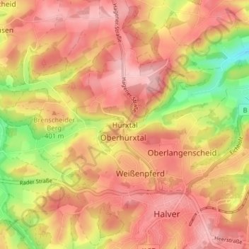 Topografische Karte Hürxtal, Höhe, Relief