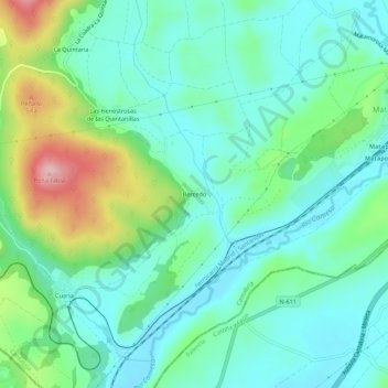 Topografische Karte Bercedo, Höhe, Relief