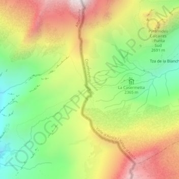 Topografische Karte Col de la Seigne, Höhe, Relief