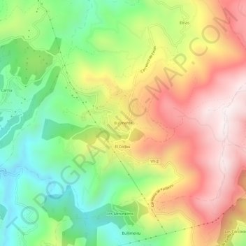 Topografische Karte Busmente, Höhe, Relief