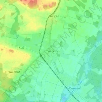 Topografische Karte Sülze, Höhe, Relief