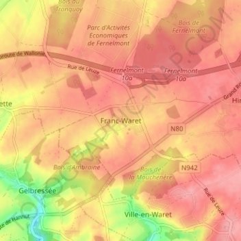 Topografische Karte Franc-Waret, Höhe, Relief