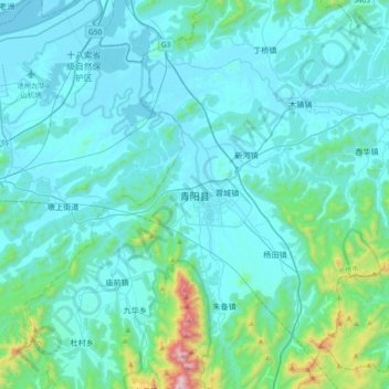 Topografische Karte 青阳县, Höhe, Relief