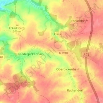 Topografische Karte Wenigossa, Höhe, Relief