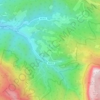 Topografische Karte Urigoiti, Höhe, Relief