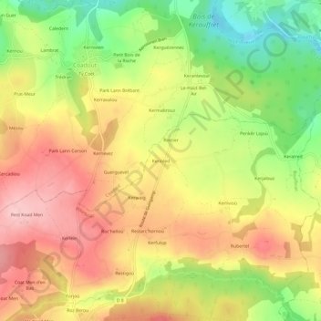 Topografische Karte Kerioled, Höhe, Relief