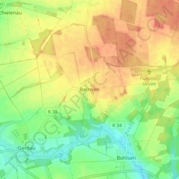 Topografische Karte Barnsen, Höhe, Relief