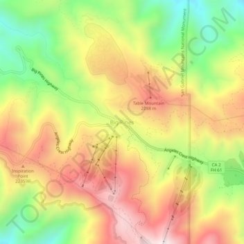 Topografische Karte Big Pines, Höhe, Relief