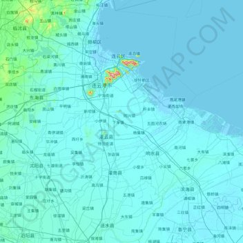 Topografische Karte 灌云县, Höhe, Relief