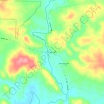 Topografische Karte East Mill, Höhe, Relief