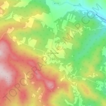 Topografische Karte Vershire Center, Höhe, Relief