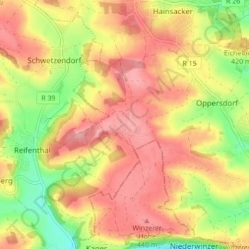 Topografische Karte Tremmelhauserhöhe, Höhe, Relief