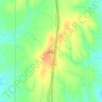 Topografische Karte Bison, Höhe, Relief