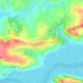 Topografische Karte Béganne, Höhe, Relief
