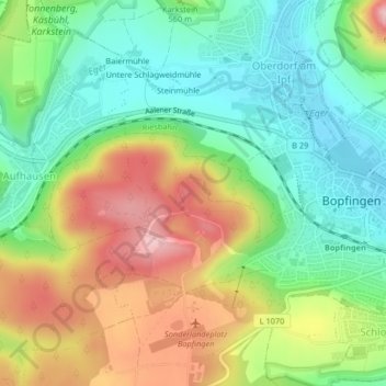 Topografische Karte Sandberg, Höhe, Relief
