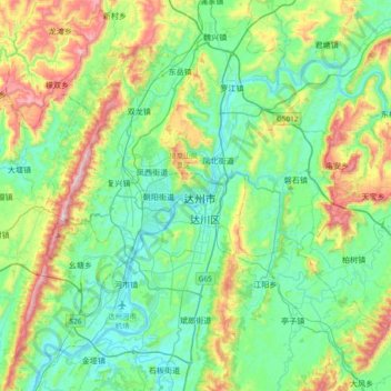 Topografische Karte 通川区, Höhe, Relief