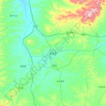 Topografische Karte 右玉县, Höhe, Relief