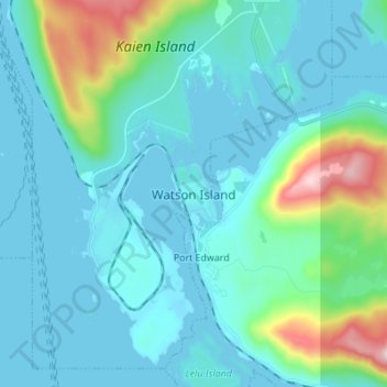 Topografische Karte Watson Island, Höhe, Relief