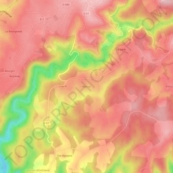Topografische Karte Maniac, Höhe, Relief