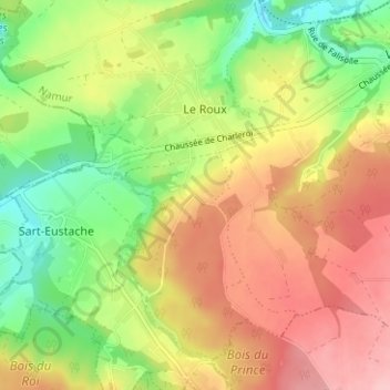Topografische Karte Cocriamont, Höhe, Relief