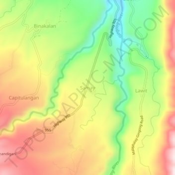 Topografische Karte Samay, Höhe, Relief