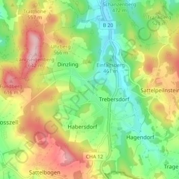 Topografische Karte Wöhrhof, Höhe, Relief