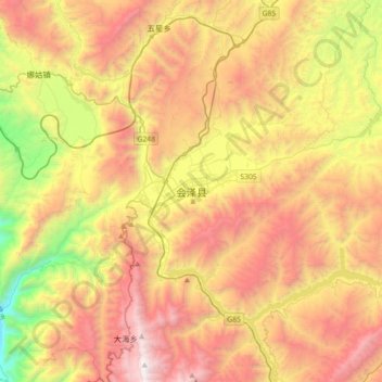 Topografische Karte 会泽县, Höhe, Relief