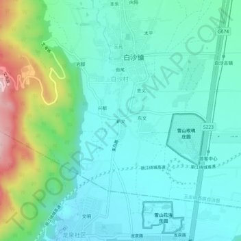 Topografische Karte 新文, Höhe, Relief