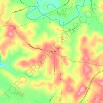 Topografische Karte Turkeytown, Höhe, Relief