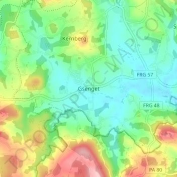 Topografische Karte Gsenget, Höhe, Relief