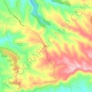 Topografische Karte Belltall, Höhe, Relief