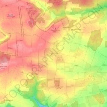 Topografische Karte Ingstetten, Höhe, Relief