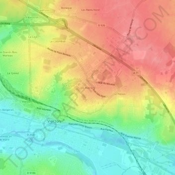Topografische Karte Les Mabilats, Höhe, Relief