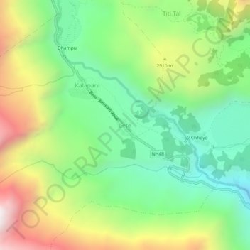 Topografische Karte Lete, Höhe, Relief