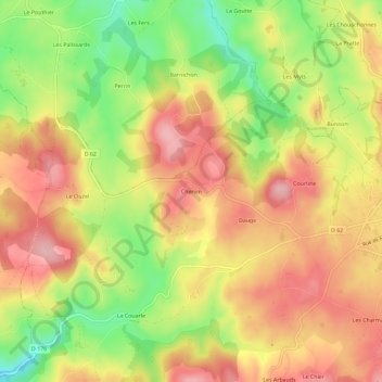 Topografische Karte Chervin, Höhe, Relief