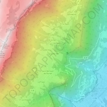 Topografische Karte Le Guillot Bas, Höhe, Relief