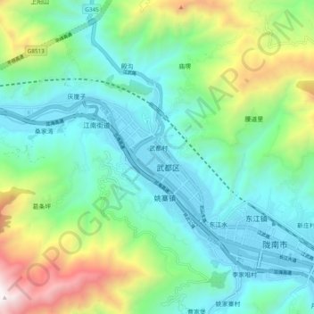 Topografische Karte 城关镇, Höhe, Relief